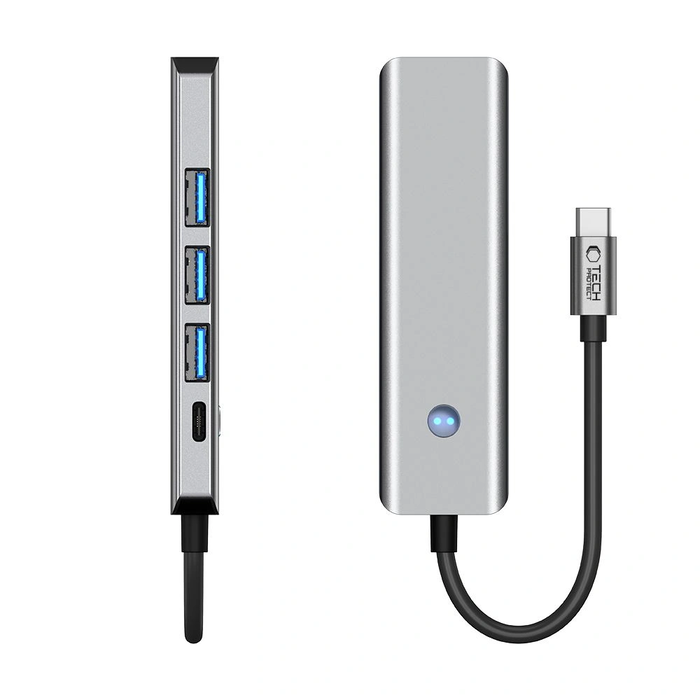 Tech-Protect HB01 HUB Adapter 5in1 USB-C + USB-A 3.0 + HDMI 4K60Hz + PD 100W Space Grey