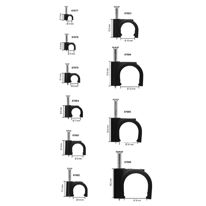 Ρόκα Καλωδίων Goobay 64678, 5mm, μαύρο, 100τμχ