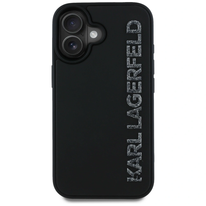 Karl Lagerfeld HC 3D Rubber Elongated Glitter Apple iPhone 16 black