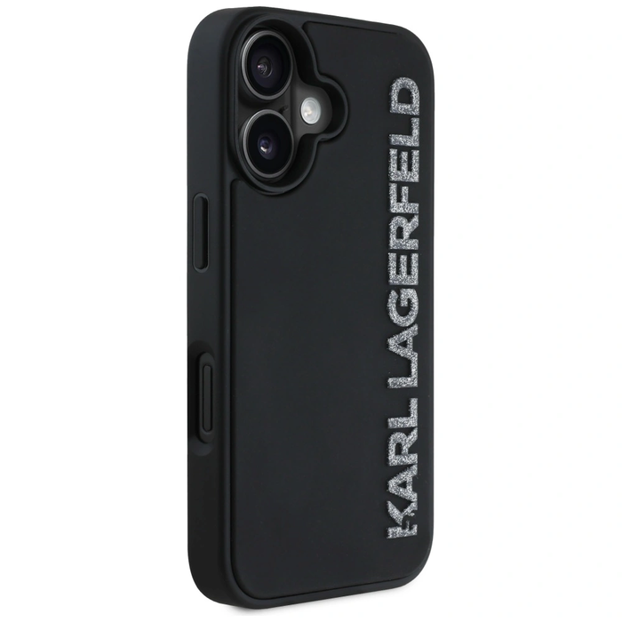 Karl Lagerfeld HC 3D Rubber Elongated Glitter Apple iPhone 16 black