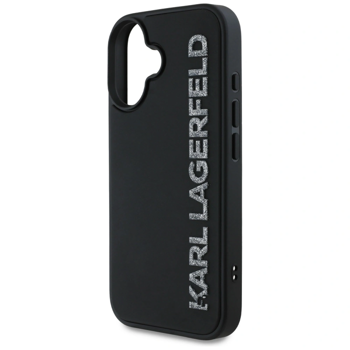 Karl Lagerfeld HC 3D Rubber Elongated Glitter Apple iPhone 16 black