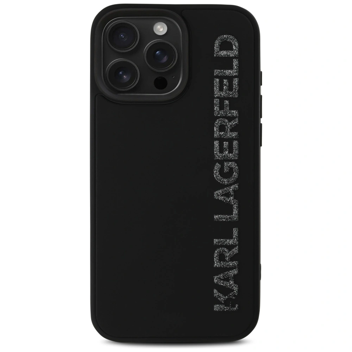 Karl Lagerfeld HC 3D Rubber Elongated Glitter Apple iPhone 16 Pro black