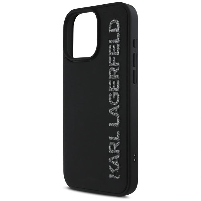 Karl Lagerfeld HC 3D Rubber Elongated Glitter Apple iPhone 16 Pro black