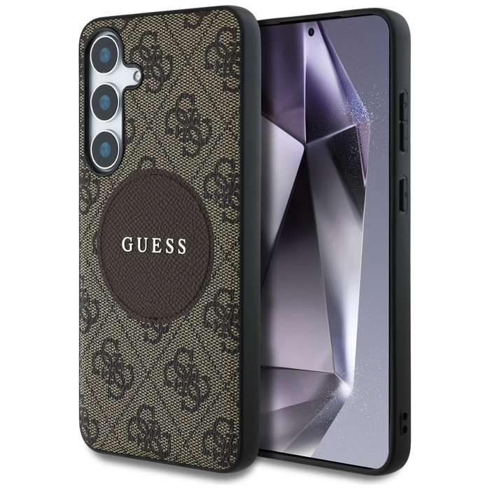 Guess 4G Round Patch Classic Logo MagSafe Samsung Galaxy S25+ Plus brown