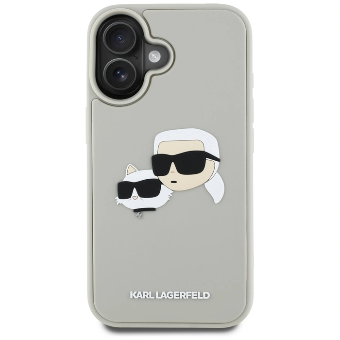 Karl Lagerfeld HC 3D Rubber Double Heads Apple iPhone 16 beige