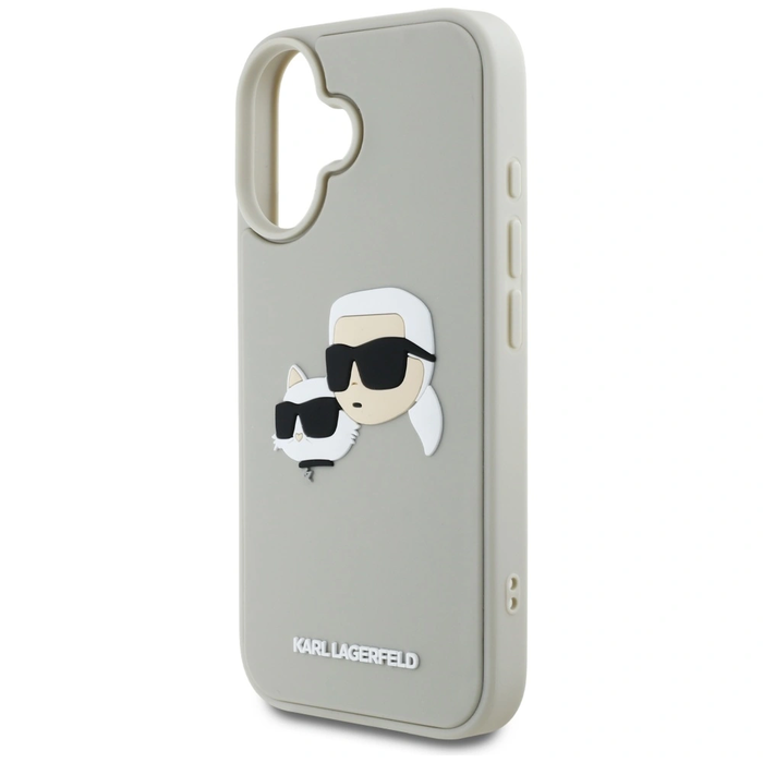 Karl Lagerfeld HC 3D Rubber Double Heads Apple iPhone 16 beige
