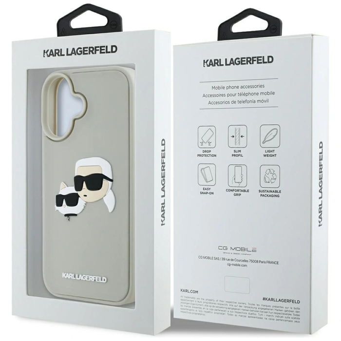 Karl Lagerfeld HC 3D Rubber Double Heads Apple iPhone 16 beige