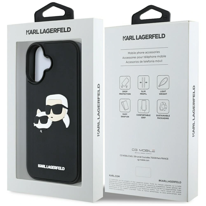 Karl Lagerfeld HC 3D Rubber Double Heads Apple iPhone 16 black