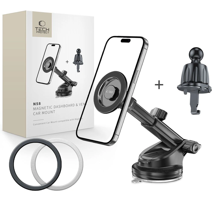 Tech-Protect N58 Magnetic MagSafe Dashboard & Vent Car Mount Black
