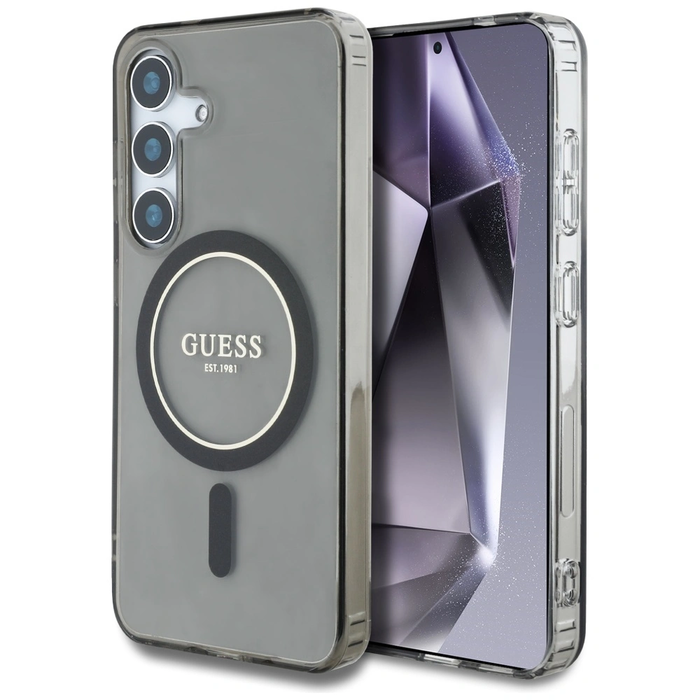 Guess Glitter Circle Classic Logo MagSafe Samsung Galaxy S25 black