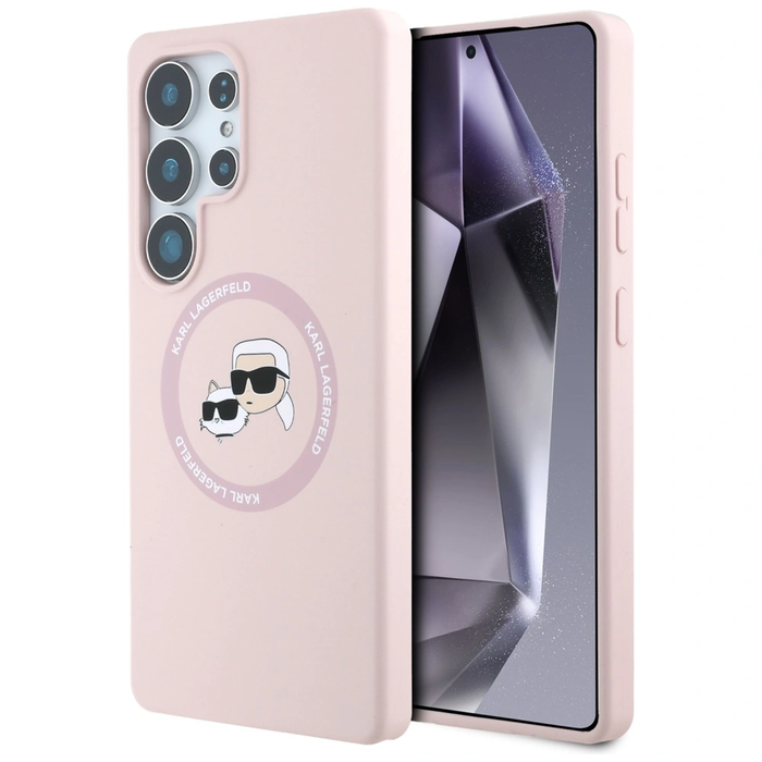Karl Lagerfeld Silicone Double Heads And Circle MagSafe Samsung Galaxy S25 Ultra pink