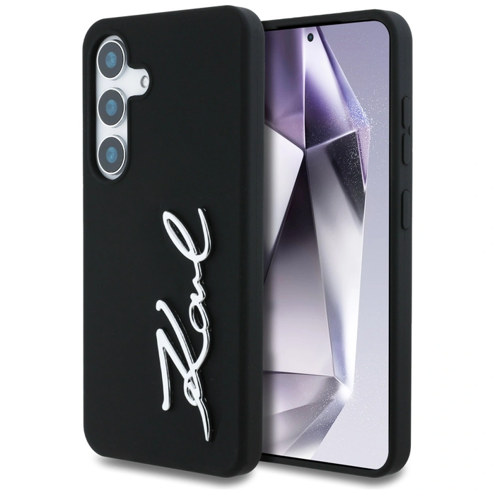 Karl Lagerfeld Silicone Metal Signature Logo Samsung Galaxy S25 black