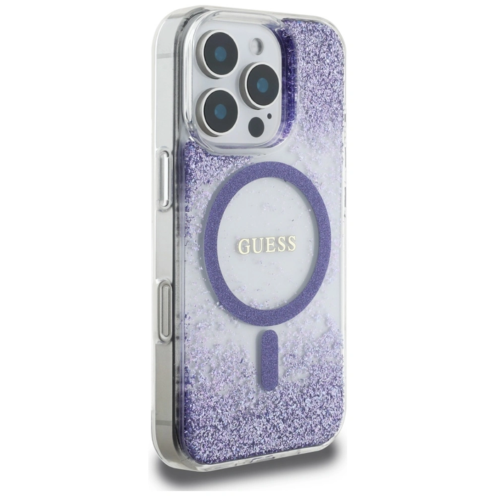 Guess HC Resin Bottom Glitter Apple iPhone 16 Pro MagSafe purple