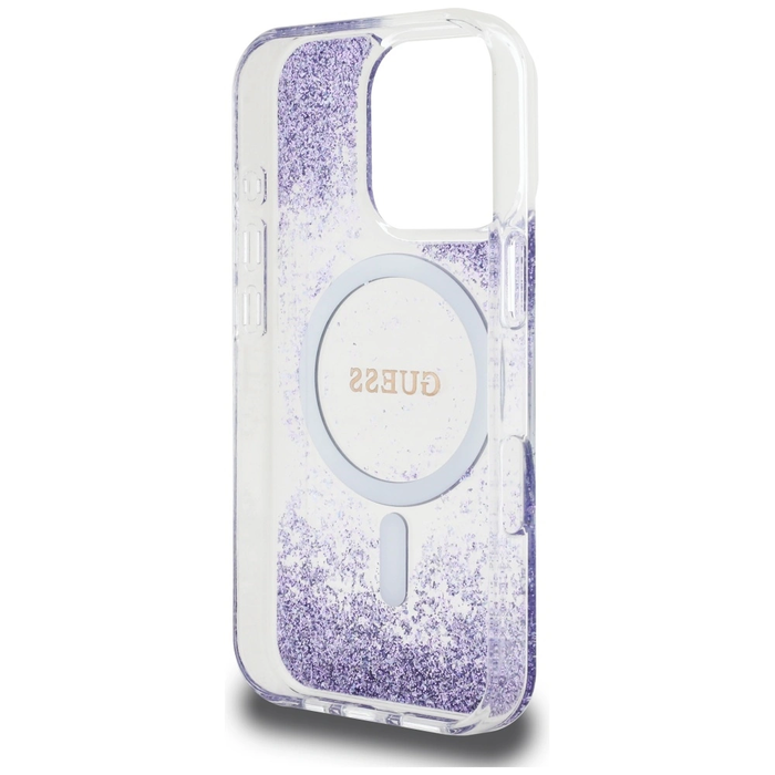 Guess HC Resin Bottom Glitter Apple iPhone 16 Pro MagSafe purple