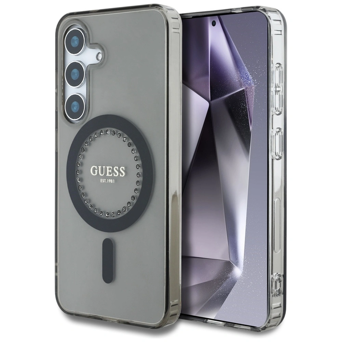 Guess Rhinestones Printed Classic Logo MagSafe Samsung Galaxy S25 black