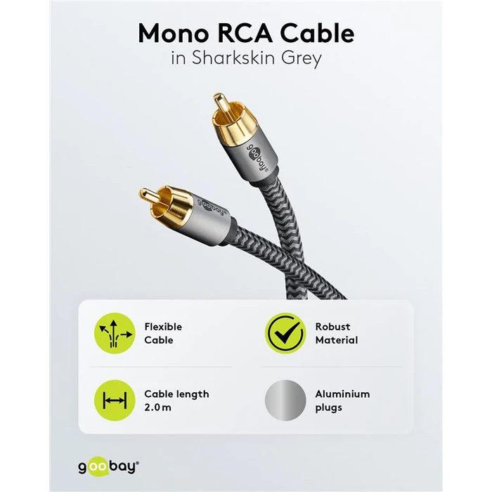 GOOBAY καλώδιο ήχου RCA αρσενικό - RCA αρσενικό 3 m (μαύρο/ασημί)