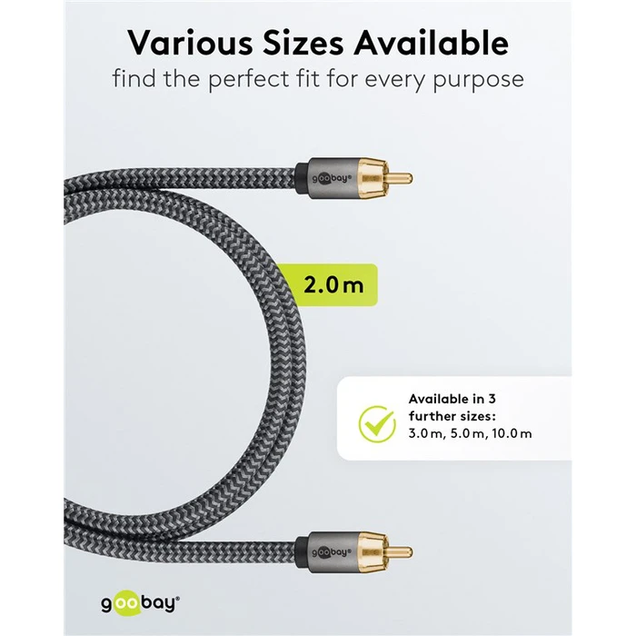 GOOBAY καλώδιο ήχου RCA αρσενικό - RCA αρσενικό 3 m (μαύρο/ασημί)