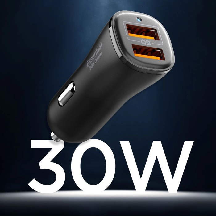 Spigen Essential EV302 2-port USB-A Car Charger 30W Black