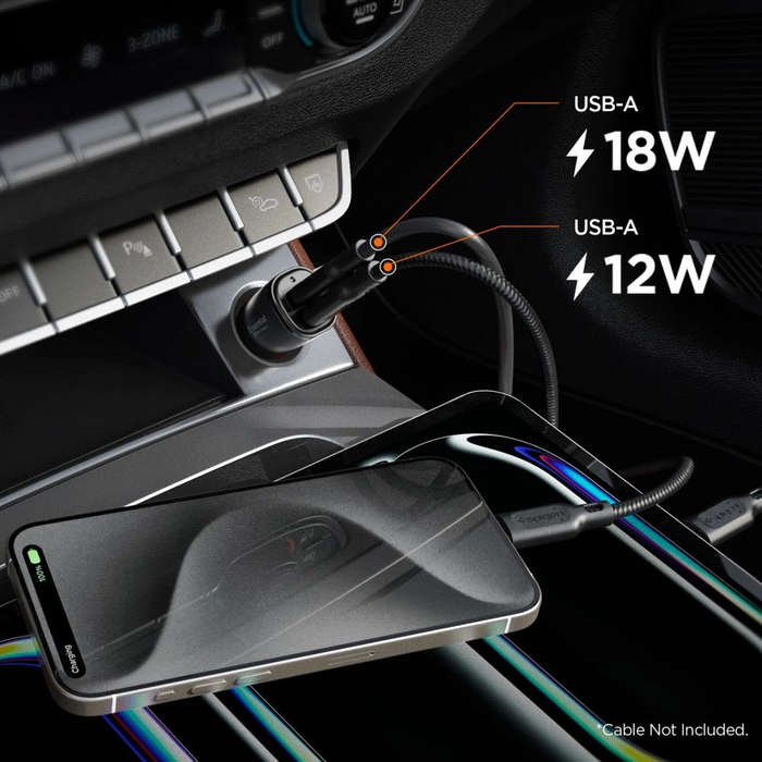 Spigen Essential EV302 2-port USB-A Car Charger 30W Black