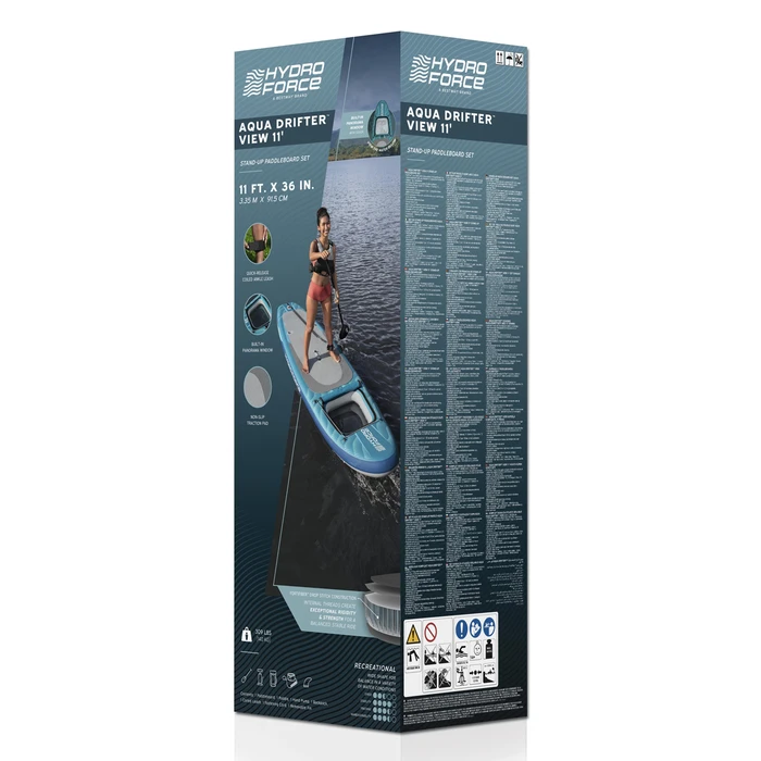 Bestway Hydro Force Aqua Drifter View Set Φουσκωτή Σανίδα SUP με Μήκος 3.35m Τιρκουάζ 6532H