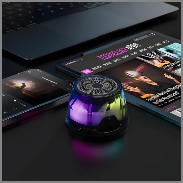 4smarts SoundCharge RGB Bluetooth 5.4 compatible MagSafe Bluetooth speaker black