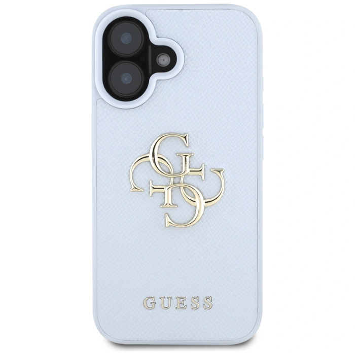 Guess Grained Big 4G Logo Small Classic Logo Apple iPhone 16 blue