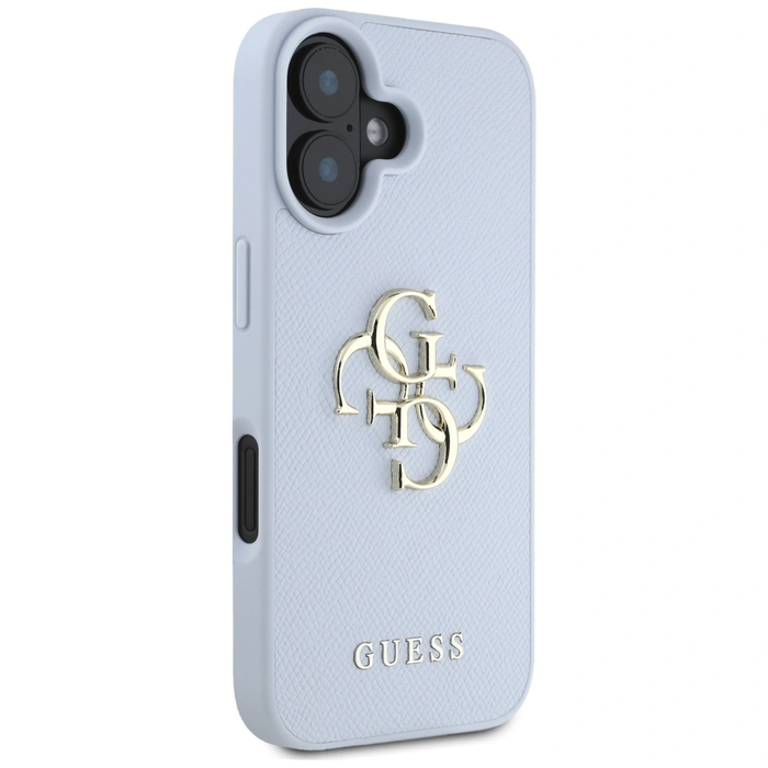 Guess Grained Big 4G Logo Small Classic Logo Apple iPhone 16 blue