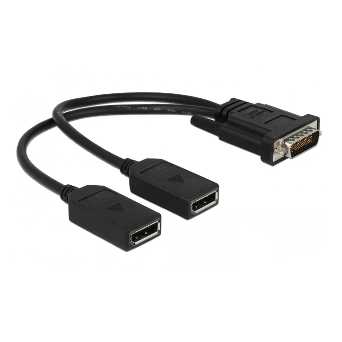 Αντάπτορας DisplayPort Delock DMS-59 σε 2x 65354, 25cm, μαύρος
