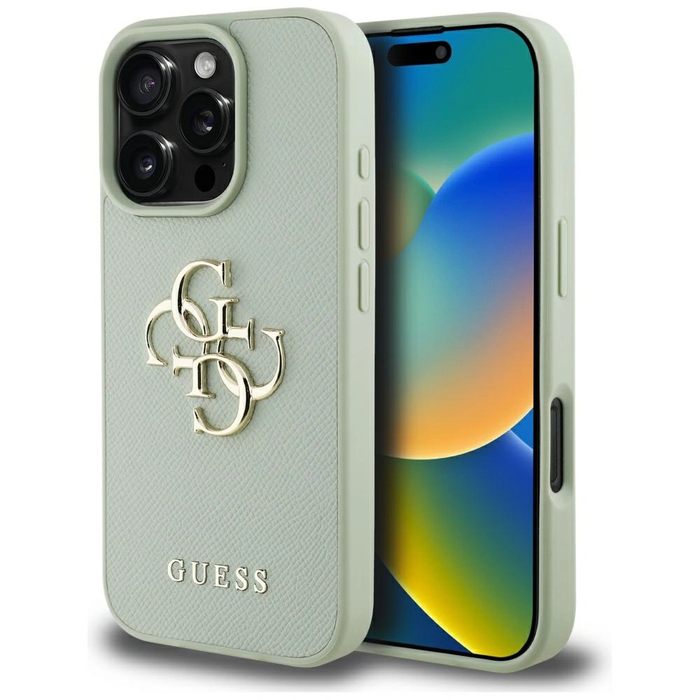 Guess Grained Big 4G Logo Small Classic Logo Apple iPhone 16 Pro Max green