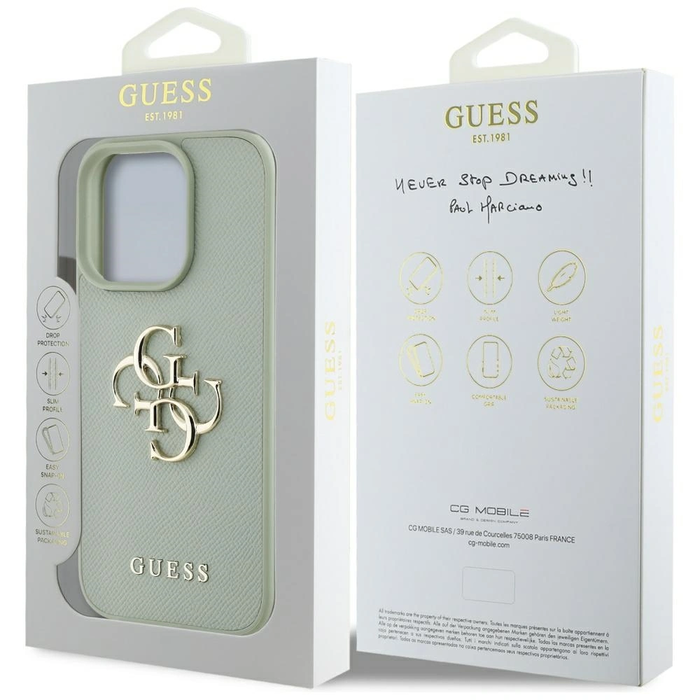 Guess Grained Big 4G Logo Small Classic Logo Apple iPhone 16 Pro Max green