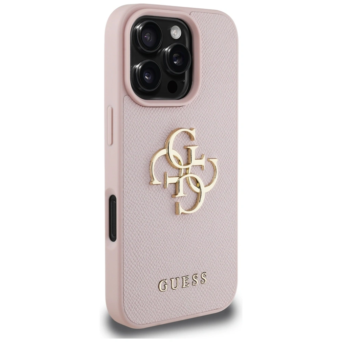 Guess Grained Big 4G Logo Small Classic Logo Apple iPhone 16 Pro pink