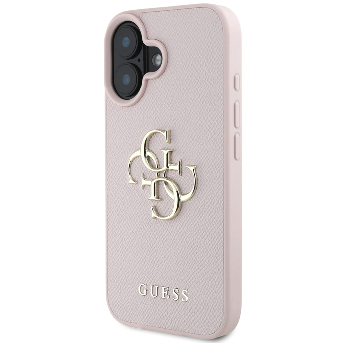 Guess Grained Big 4G Logo Small Classic Logo Apple iPhone 16 pink