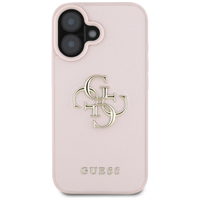Guess Grained Big 4G Logo Small Classic Logo Apple iPhone 16 pink