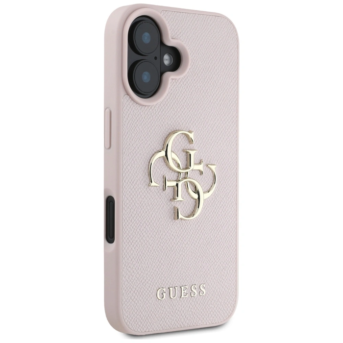Guess Grained Big 4G Logo Small Classic Logo Apple iPhone 16 pink