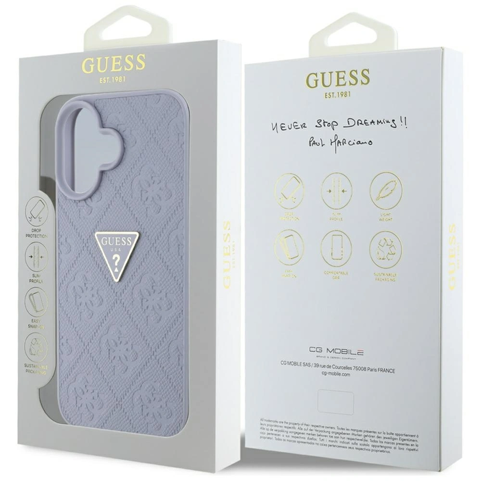 Guess Hot Stamp 4G Pattern Triangle Metal Logo Apple iPhone 16 purple