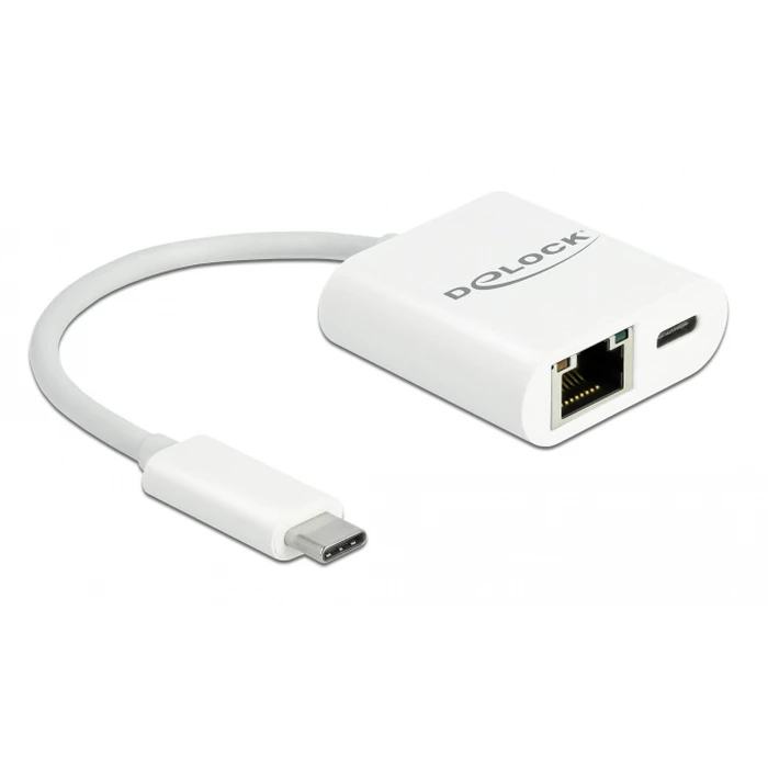 Αντάπτορας Δικτύου USB Delock -C σε RJ45 + USB-C 65402, 1000Mbps, 12cm, λευκός