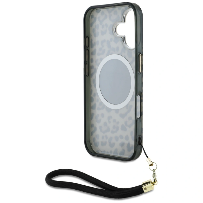 Guess HC IML Leopard Triangle Cord Strap Apple iPhone 16 MagSafe brown