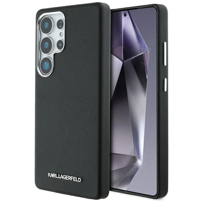 Karl Lagerfeld Saffiano Full Wrapped Elongated Metal Logo MagSafe Samsung Galaxy S25 Ultra black