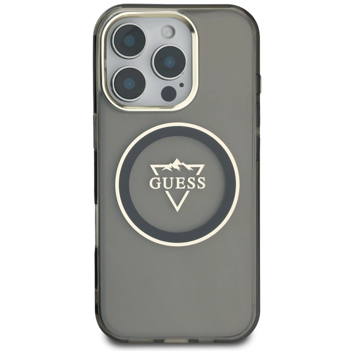 Guess IML Metal Mountain Logo MagSafe Apple iPhone 16 Pro black