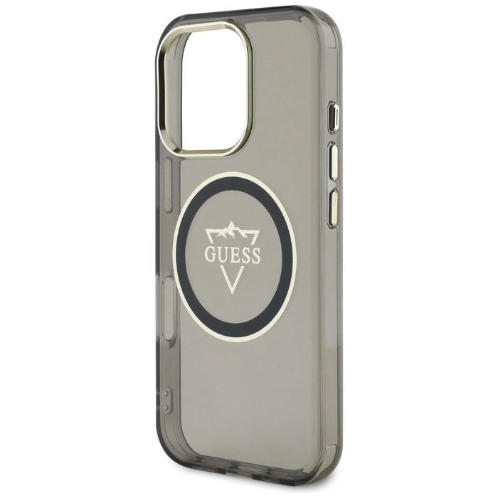 Guess IML Metal Mountain Logo MagSafe Apple iPhone 16 Pro black