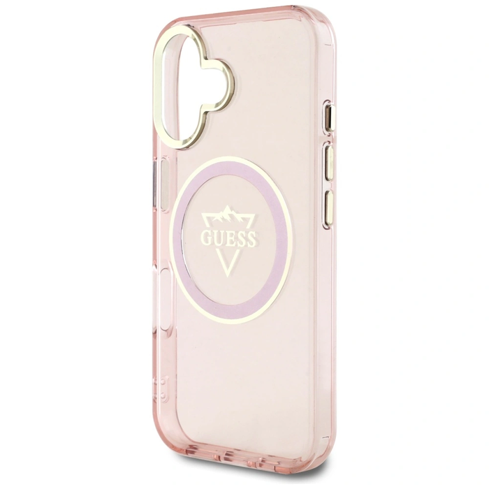 Guess IML Metal Mountain Logo MagSafe Apple iPhone 16 pink