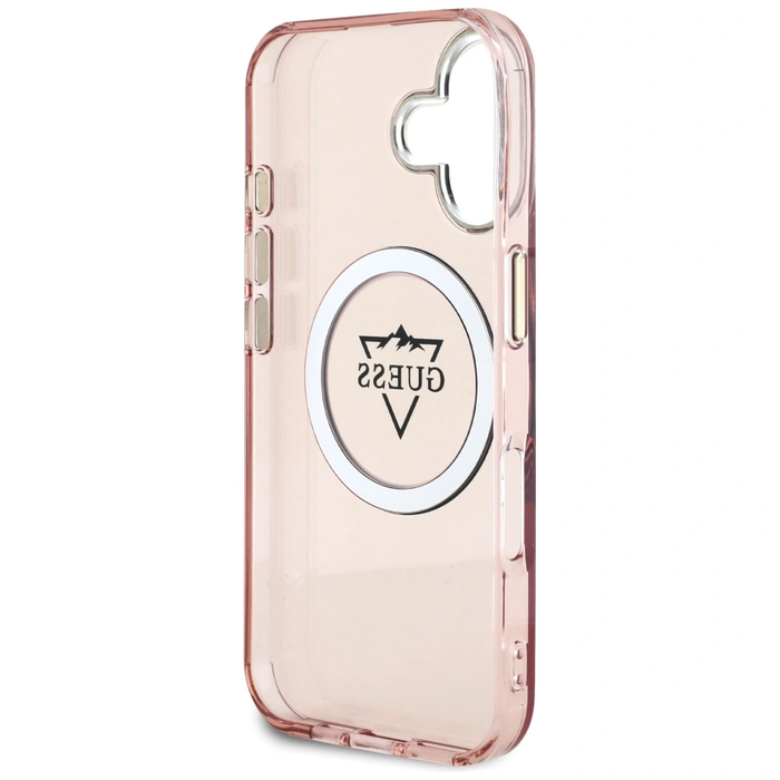 Guess IML Metal Mountain Logo MagSafe Apple iPhone 16 pink
