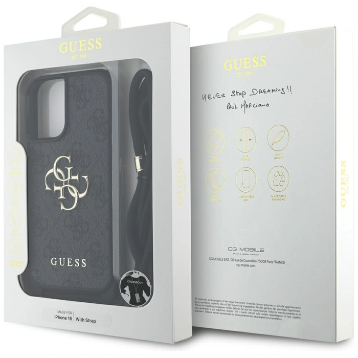 Guess 4G Big Logo Cord Stap Crossbody Apple iPhone 16 black