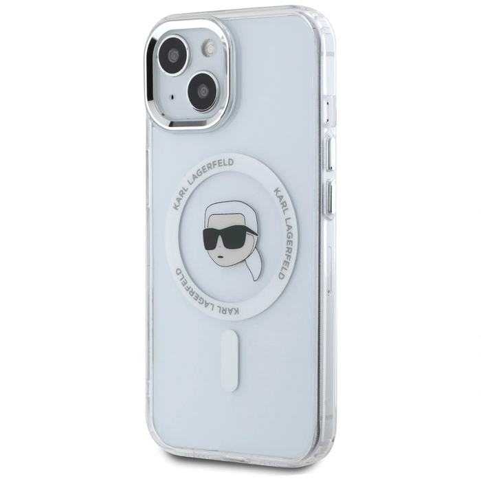 Karl Lagerfeld IML Metal Karl Head MagSafe Apple iPhone 15 white