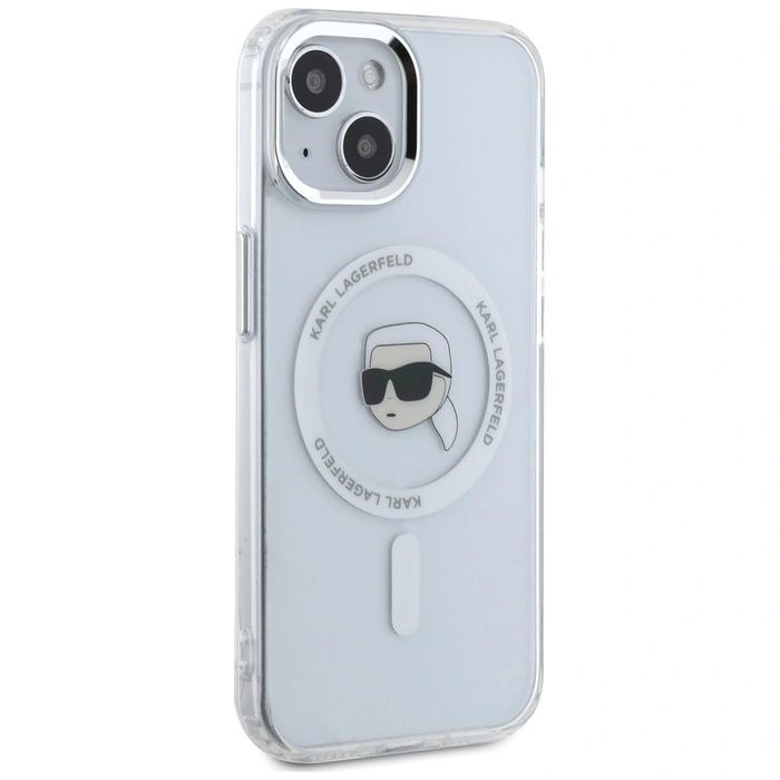Karl Lagerfeld IML Metal Karl Head MagSafe Apple iPhone 15 Plus white