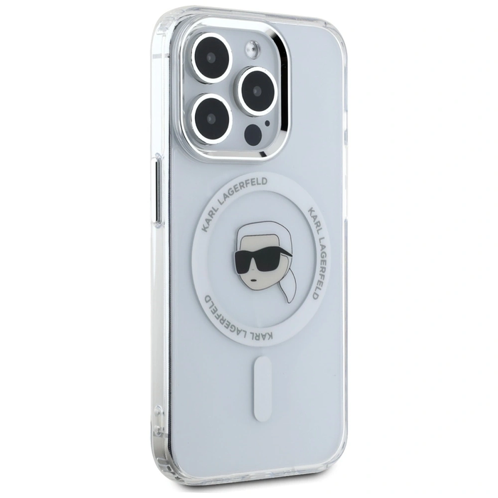 Karl Lagerfeld IML Metal Karl Head MagSafe Apple iPhone 15 Pro white