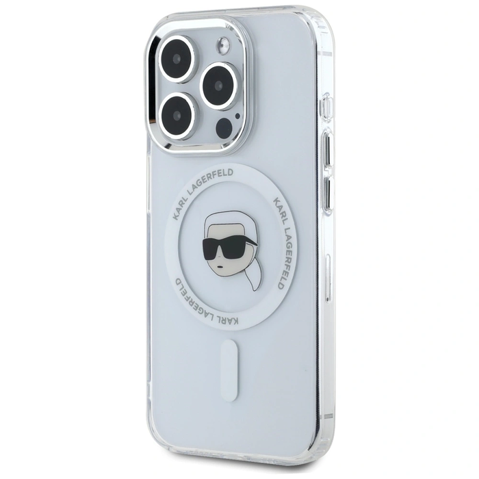 Karl Lagerfeld IML Metal Karl Head MagSafe Apple iPhone 15 Pro Max white