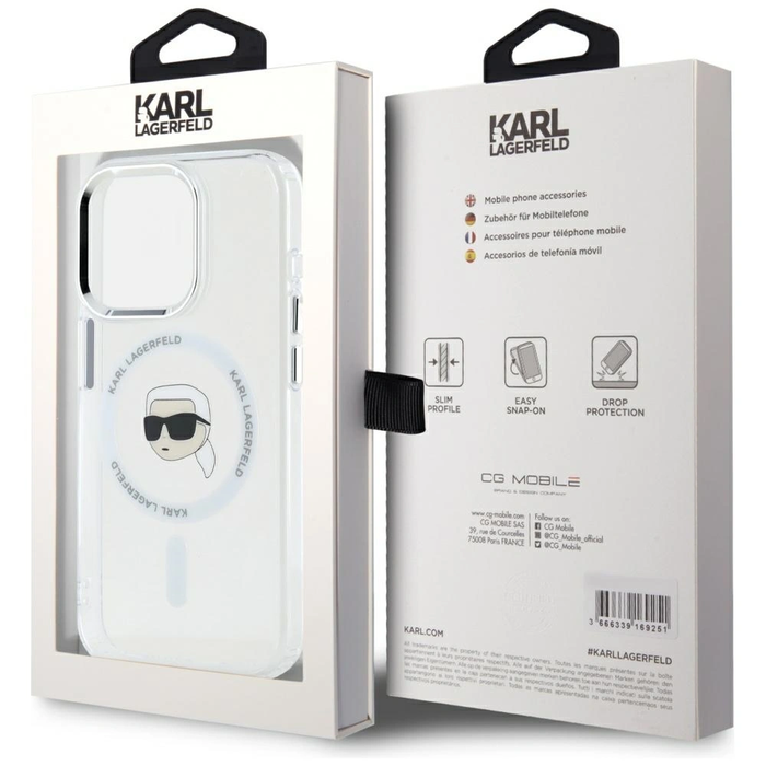 Karl Lagerfeld IML Metal Karl Head MagSafe Apple iPhone 15 Pro Max white