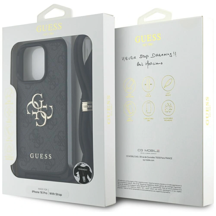 Guess 4G Big Logo Cord Stap Crossbody Apple iPhone 16 Pro black