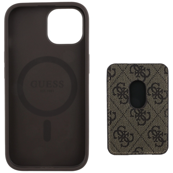 Guess 4G Stripes MagSafe Wallet Apple iPhone 15 brown
